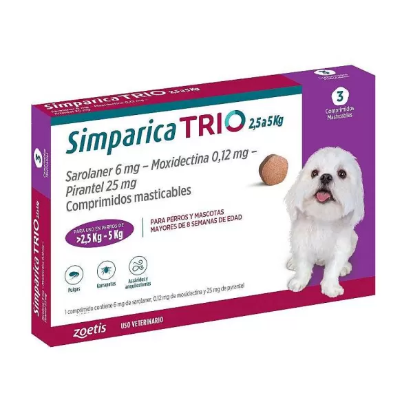 Trio 2.6 - 5 Kg Antiparasitario Para Perros 3 Comprimidos>Simparica Best Sale